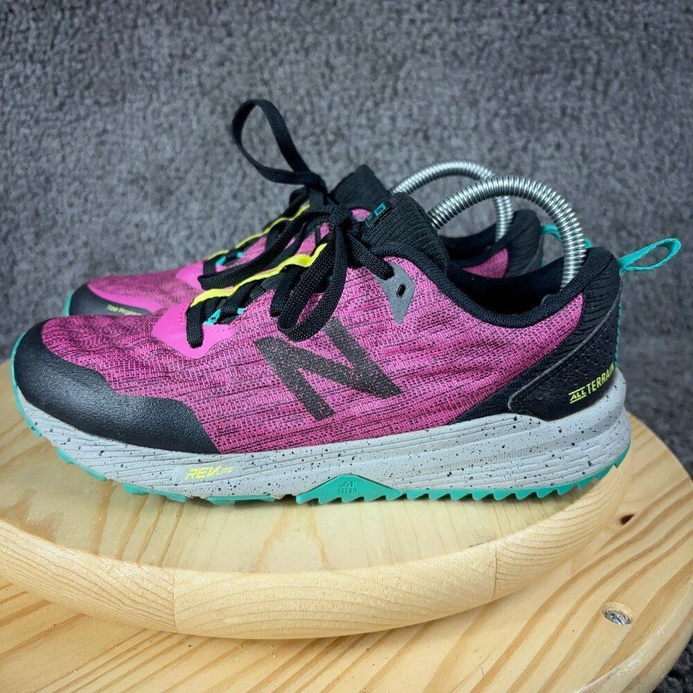 New Balance Nitrel V5 Running Shoe Kids 6 Pink Black All Terrain Trail Sneaker